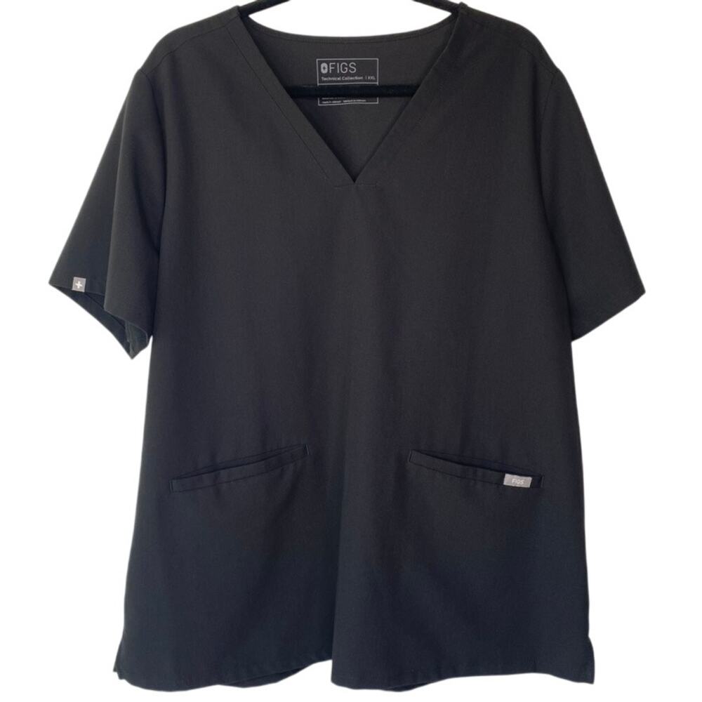 FIGS Black Technical Collection Casma Three Pocket Scrub Top Size XXL